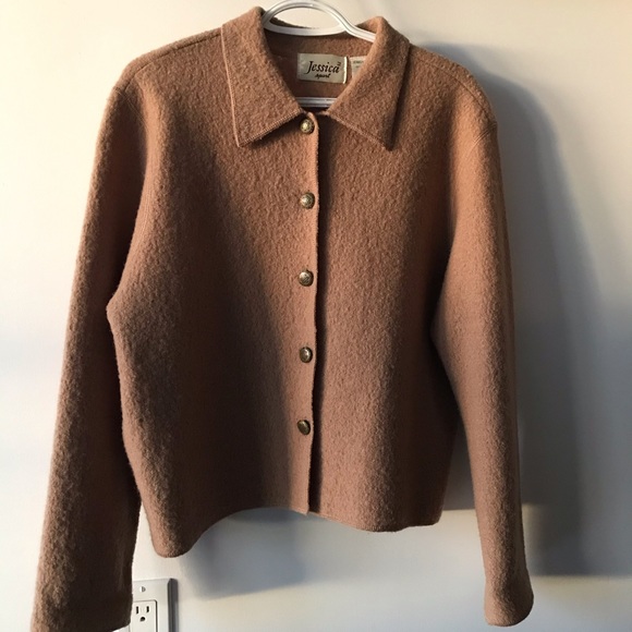Vintage wool camel cardigan - Picture 2 of 9